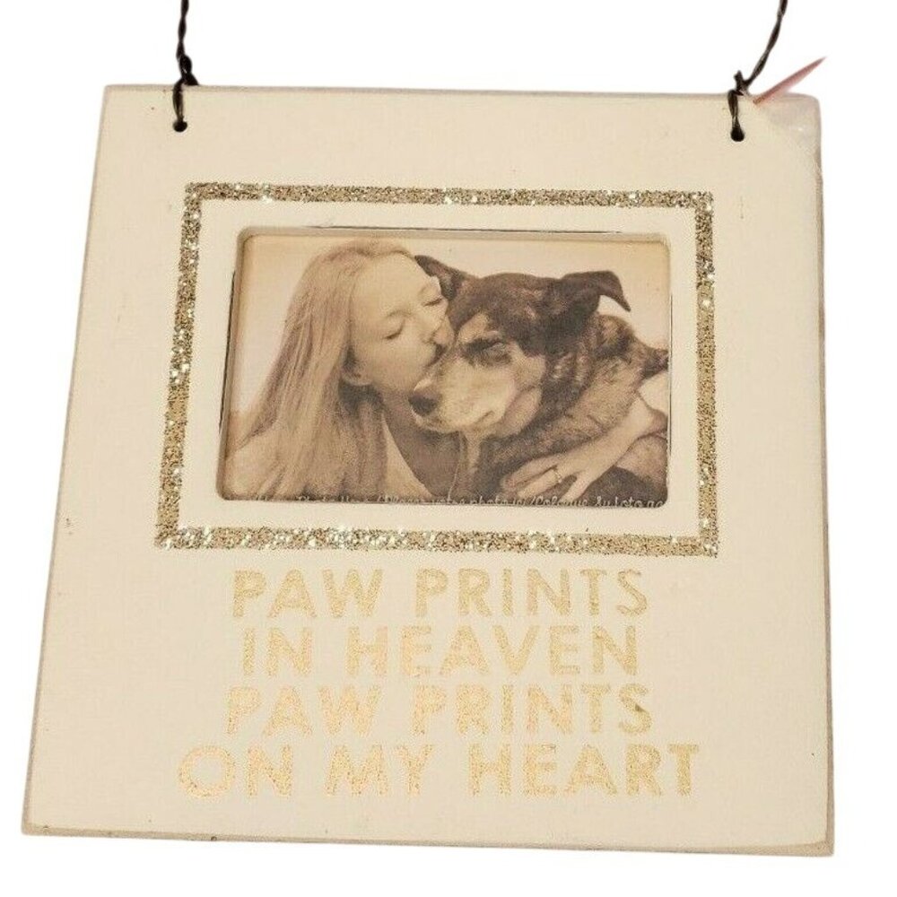 Paw Prints In Heaven Photo Frame Hanging Wire Pet Memorial Display Magnet